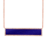 0.24ct Diamond & 2.98ct Lapis 14k Rose Gold Bar Necklace